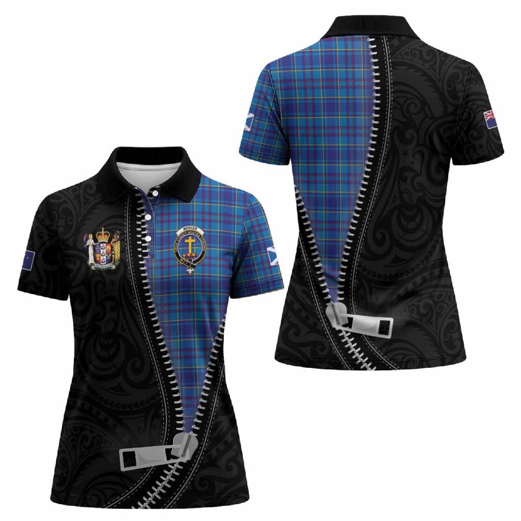 Mercer Tartan Women Polo Shirt New Zealand Pattern Unique Zipper Stylized