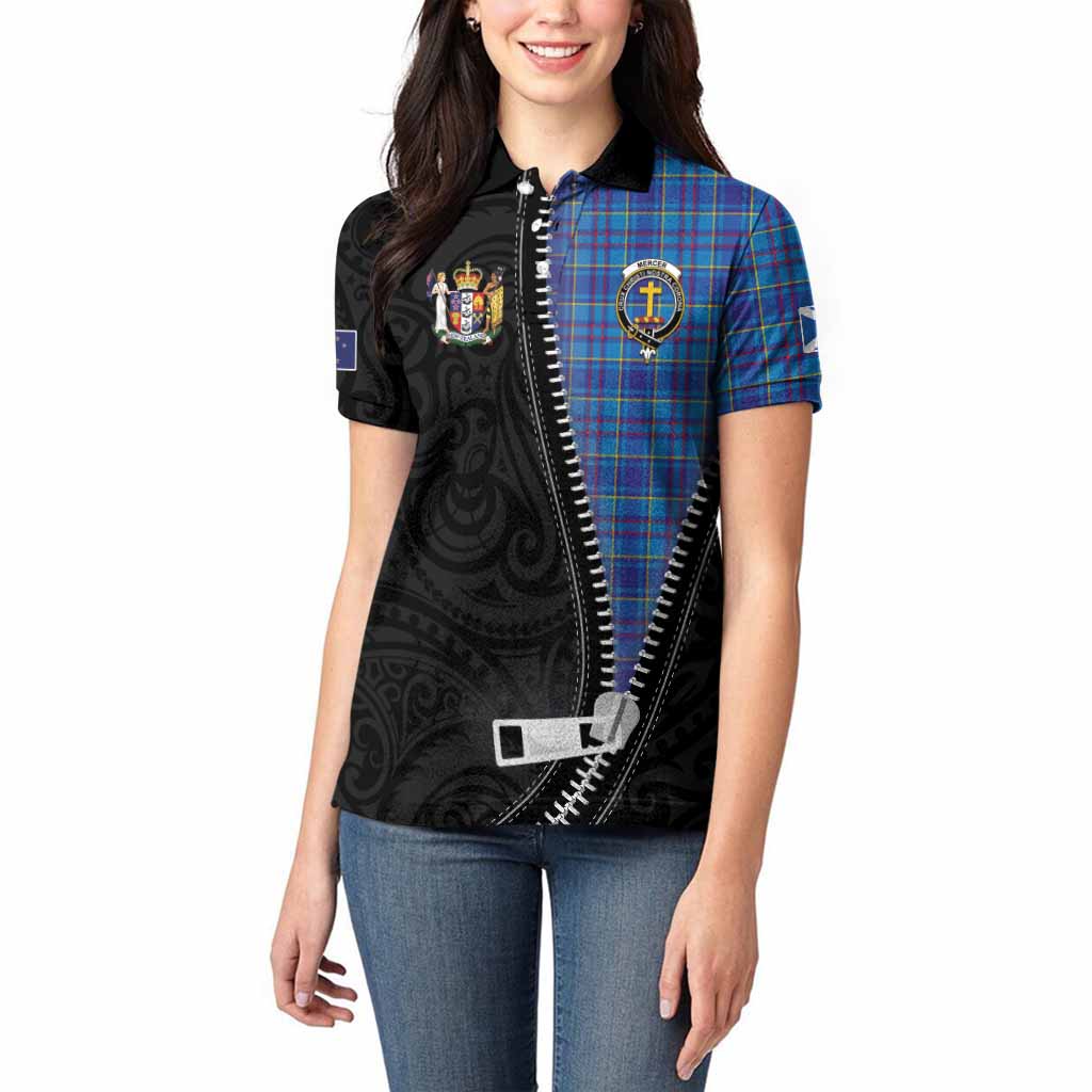 Mercer Tartan Women Polo Shirt New Zealand Pattern Unique Zipper Stylized