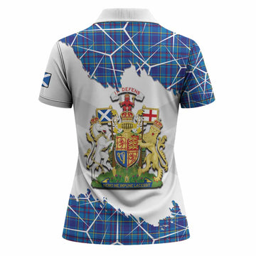 Mercer Tartan Women Polo Shirt with Family Crest and Lion Rampant Grunge Style