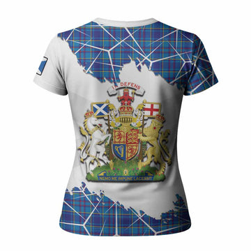 Mercer Tartan Women T shirt with Family Crest and Lion Rampant Grunge Style