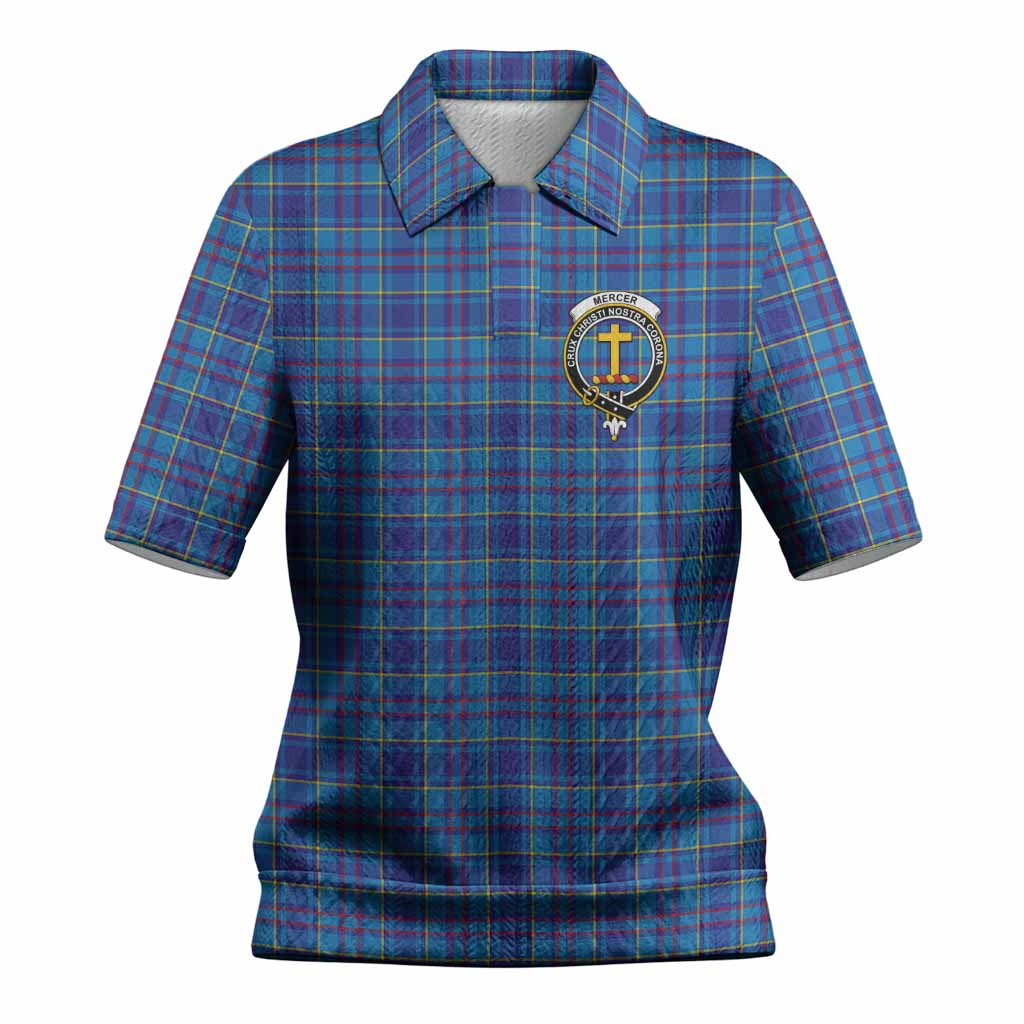 Mercer Tartan Women’s Polo Sweater Top with Family Crest