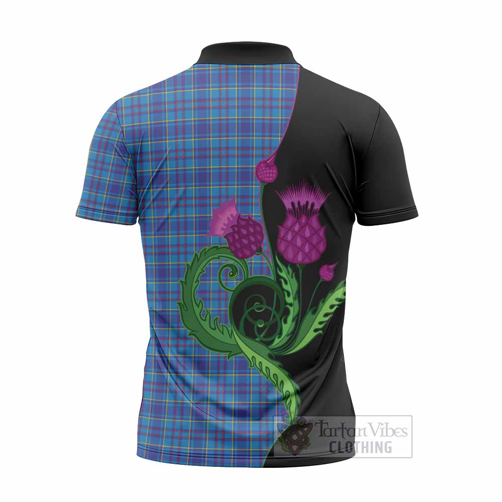 Mercer Tartan Zipper Polo Shirt Traditional Scottish Thistle