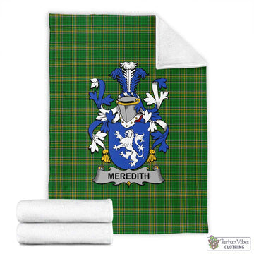 Tartan Vibes Clothing Meredith Irish Clan Tartan Blanket with Coat of Arms