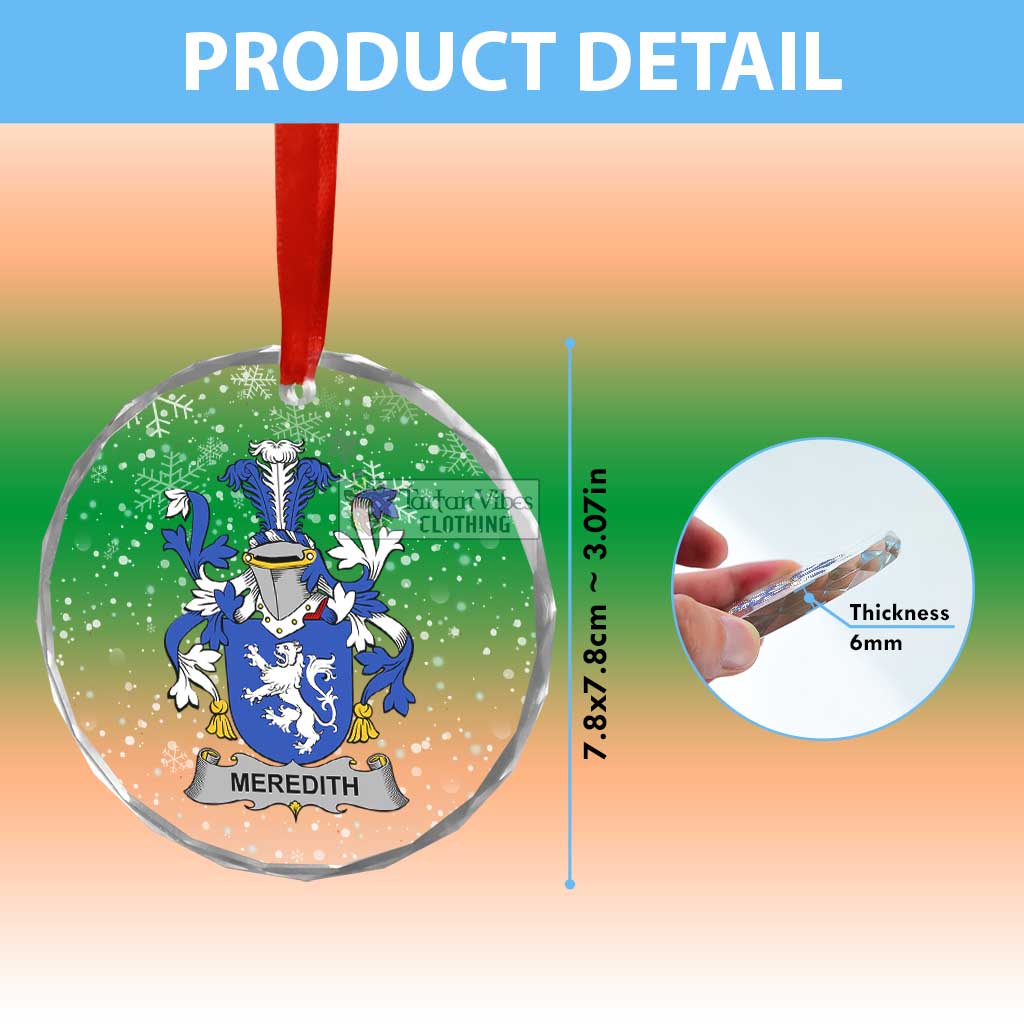 Tartan Vibes Clothing Meredith Irish Clan Christmas Glass Ornament with Coat of Arms