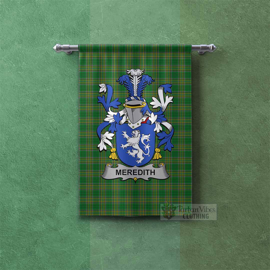 Meredith Irish Clan Tartan Gonfalon, Tartan Banner with Coat of Arms Rectangle - Tartan Vibes Clothing
