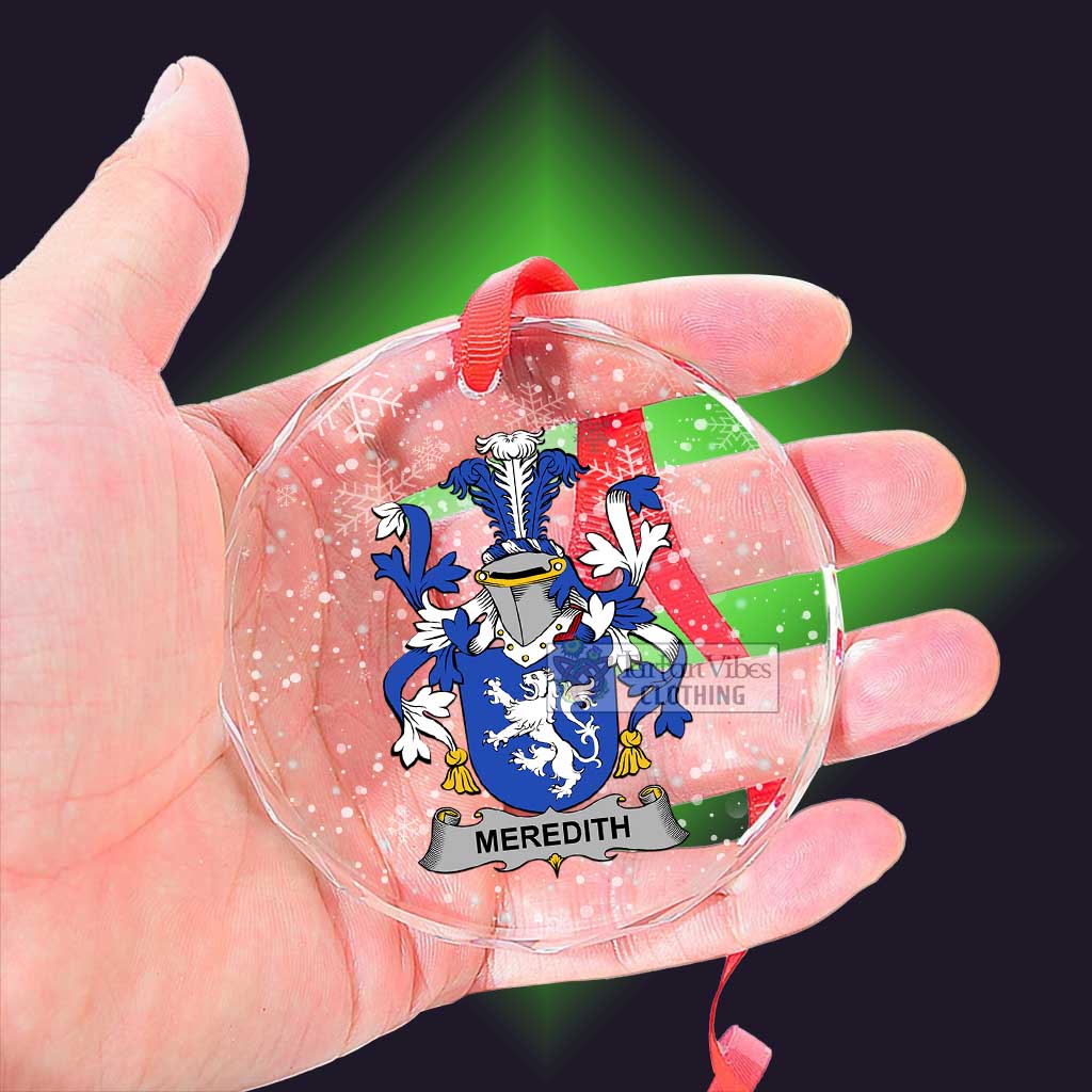 Tartan Vibes Clothing Meredith Irish Clan Christmas Glass Ornament with Coat of Arms