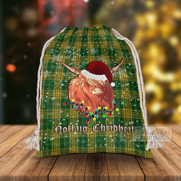 Meredith of Wales Tartan Christmas Santa's Bag with Twinkle Highland Cattle