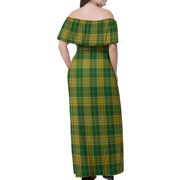 Meredith of Wales Tartan Off Shoulder Long Dress