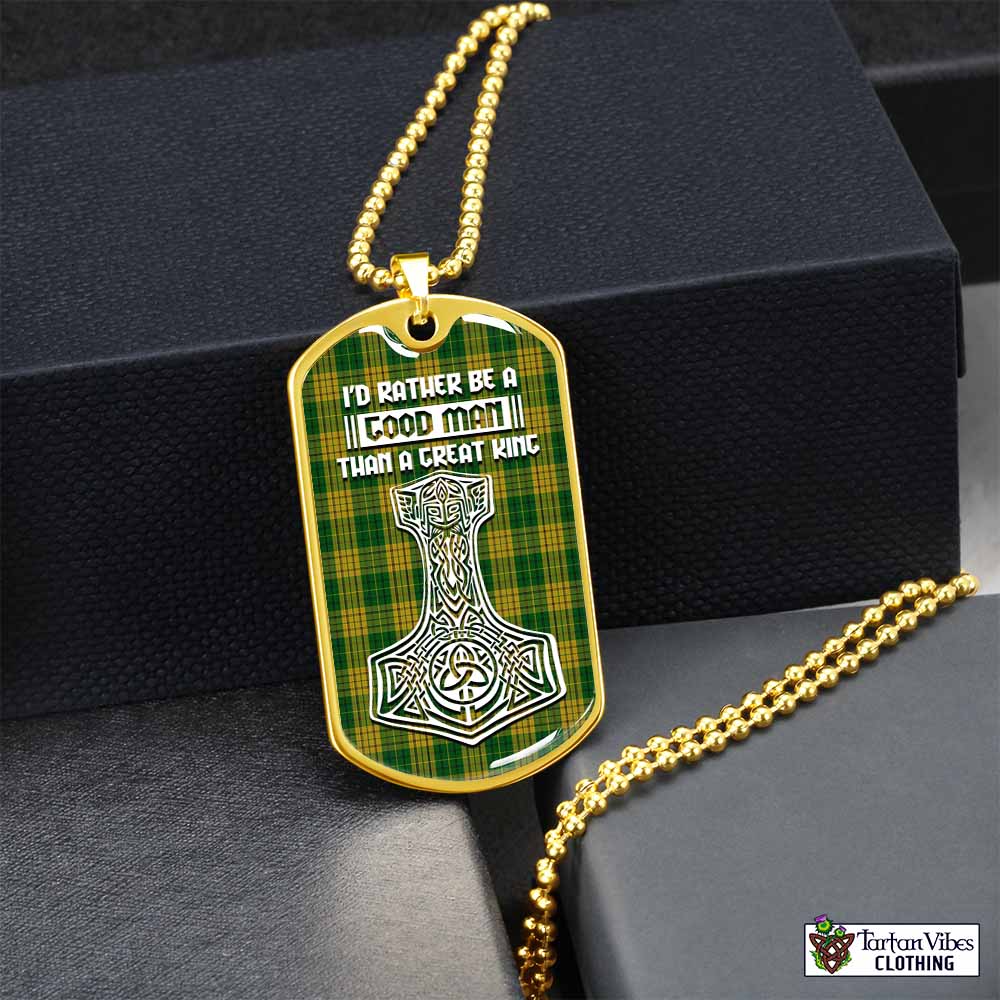 Tartan Vibes Clothing Meredith of Wales Tartan Dog Tag Necklace Viking Mjolnir Style