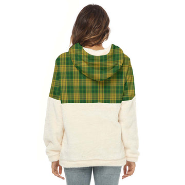 Meredith of Wales Tartan Half Style Women's Borg Fleece Hoodie with Half Zip
