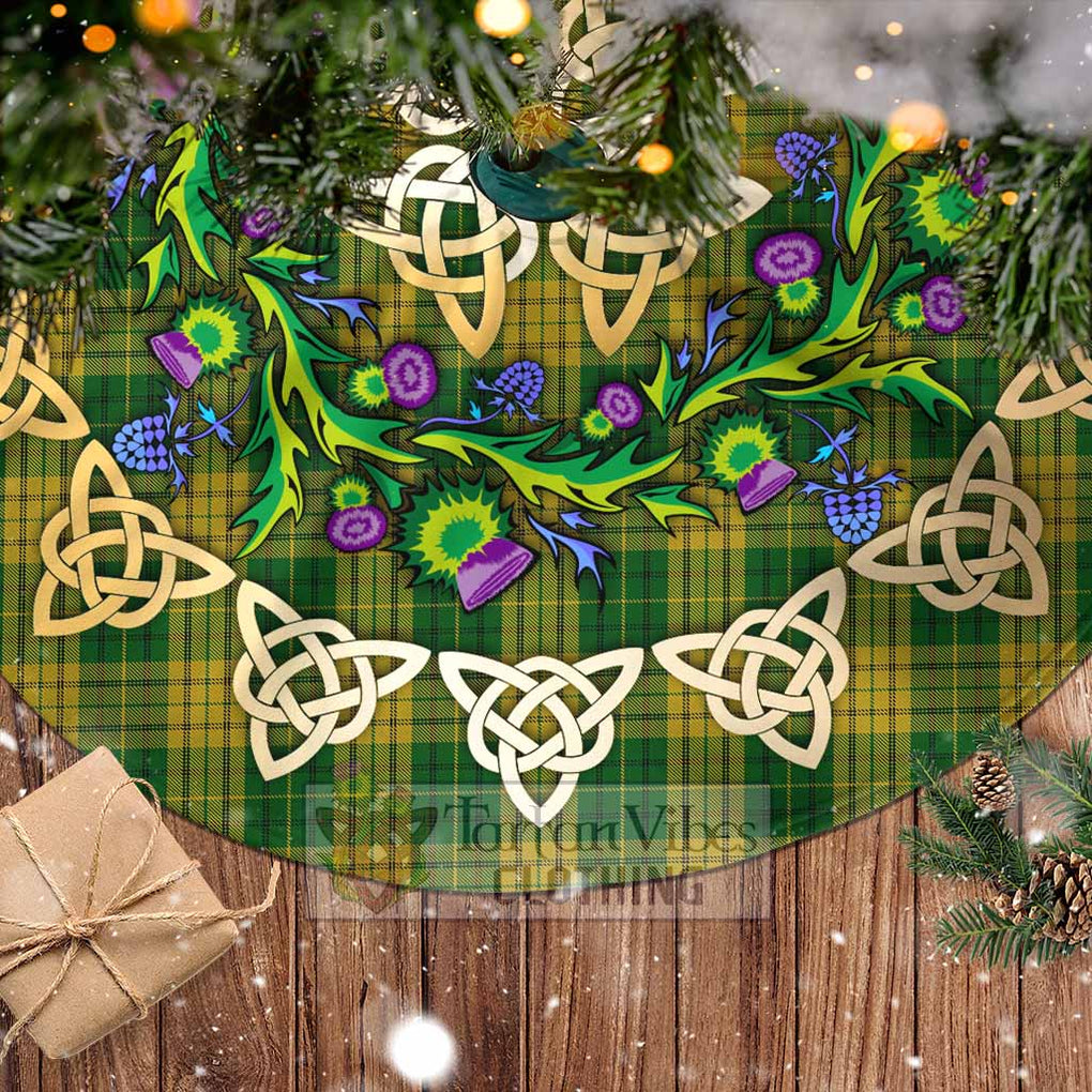 Tartan Vibes Clothing Meredith of Wales Tartan Christmas Tree Skirt with Thistle Celtic Knot Style