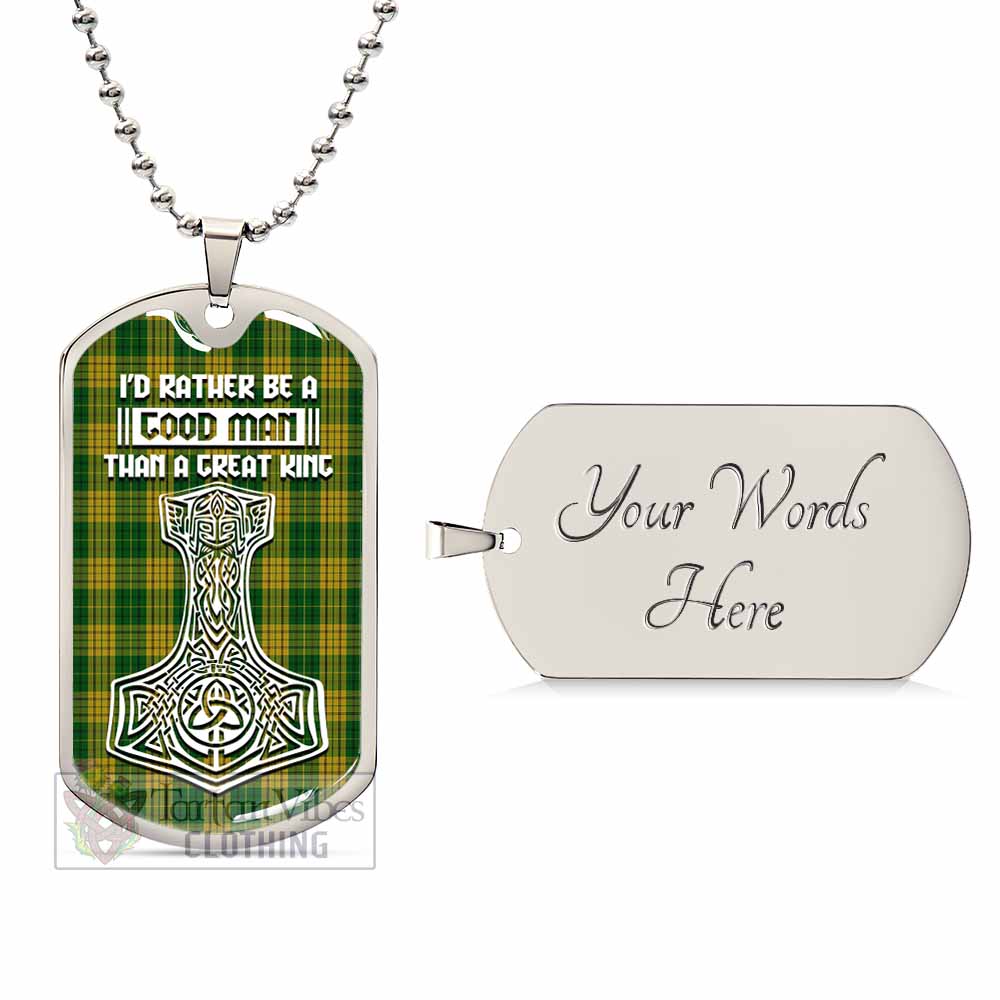 Tartan Vibes Clothing Meredith of Wales Tartan Dog Tag Necklace Viking Mjolnir Style