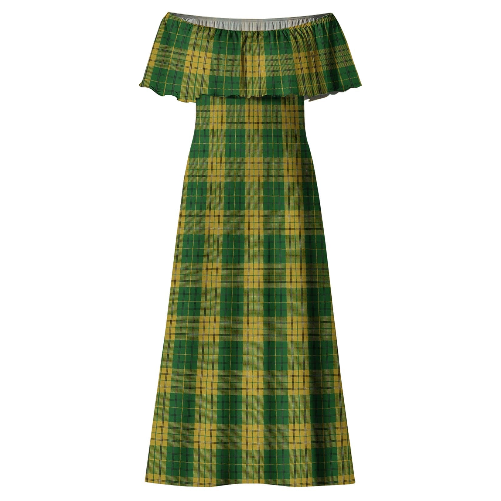 Meredith of Wales Tartan Off Shoulder Long Dress - Tartan Vibes Clothing