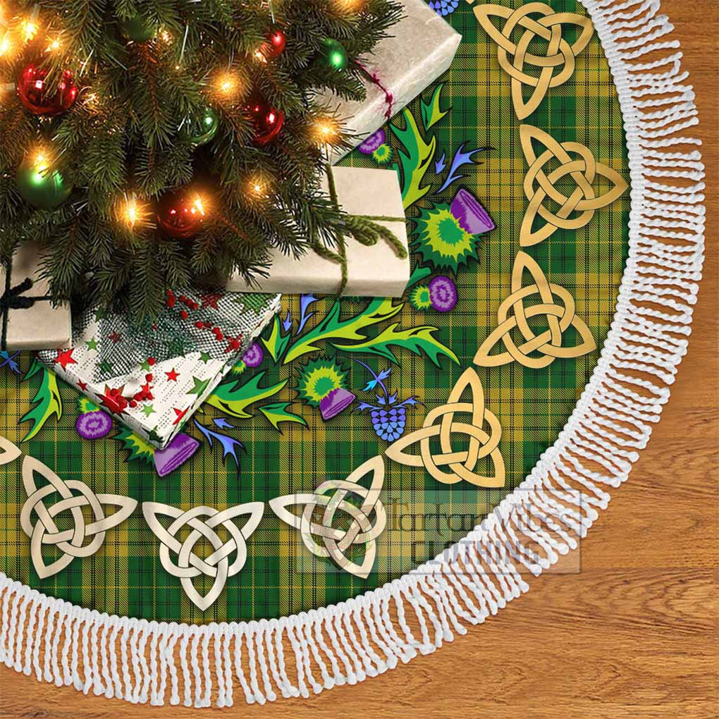 Tartan Vibes Clothing Meredith of Wales Tartan Christmas Tree Skirt with Thistle Celtic Knot Style