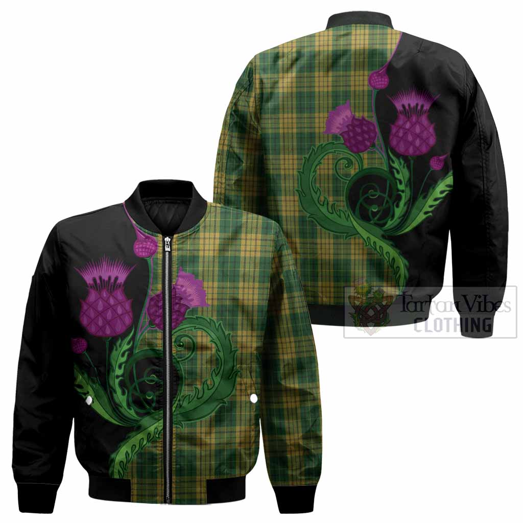 Meredith of Wales Tartan Bomber Jacket Traditional Scottish Thistle