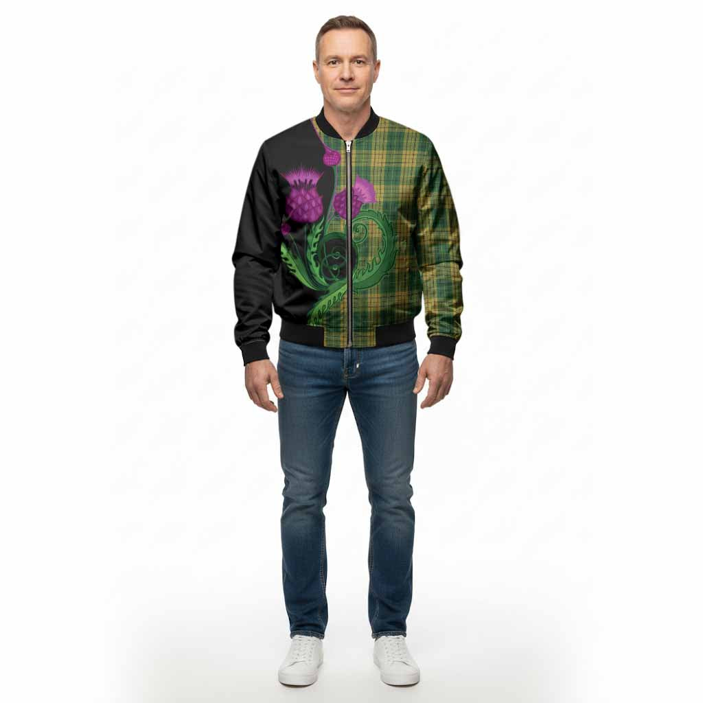 Meredith of Wales Tartan Bomber Jacket Traditional Scottish Thistle