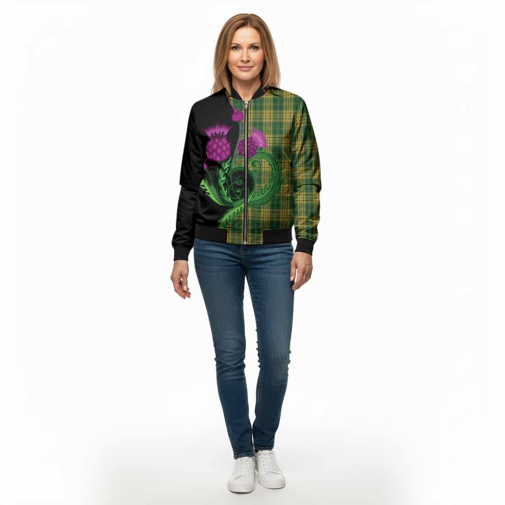 Meredith of Wales Tartan Bomber Jacket Traditional Scottish Thistle
