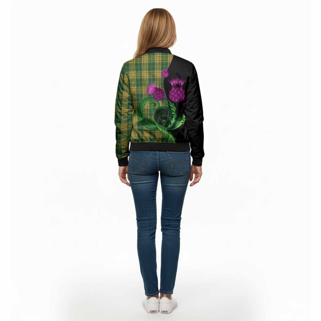 Meredith of Wales Tartan Bomber Jacket Traditional Scottish Thistle