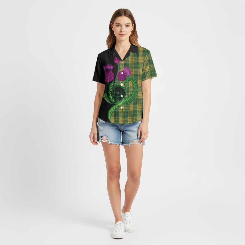 Meredith of Wales Tartan Cotton Hawaiian Shirt Traditional Scottish Thistle