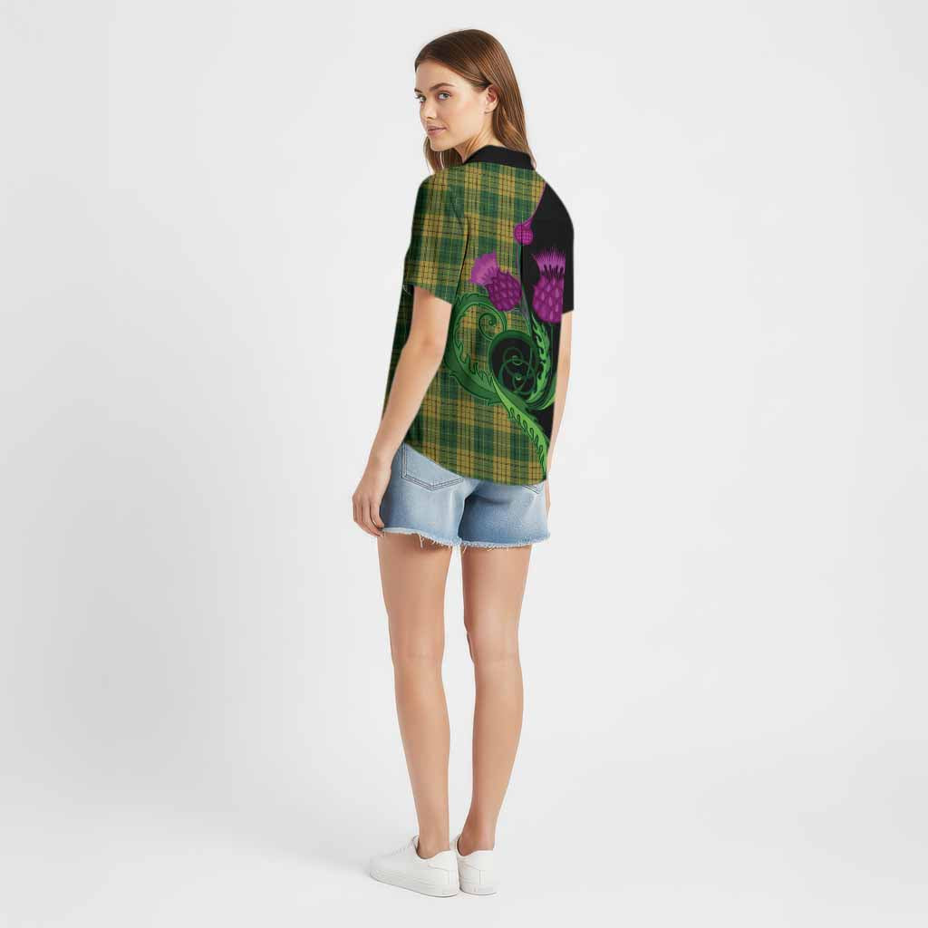 Meredith of Wales Tartan Cotton Hawaiian Shirt Traditional Scottish Thistle