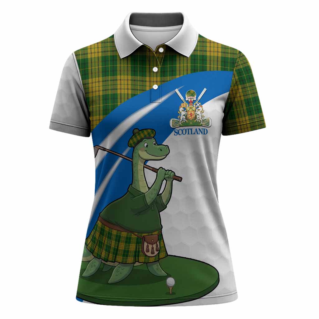 Meredith of Wales Tartan Crest Golf Nessie Women Polo Shirt Loch Ness Monster Sporty Style