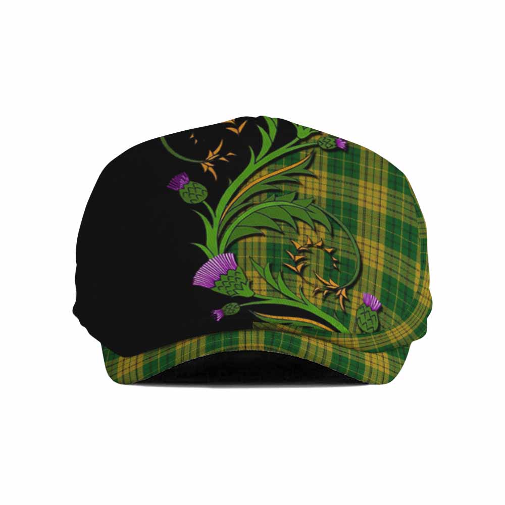 Meredith of Wales Tartan Flat Cap, Jeff Cap Scottish Thistle Pride Heritage Art