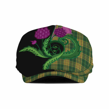 Meredith of Wales Tartan Flat Cap, Jeff Cap Traditional Scottish Thistle