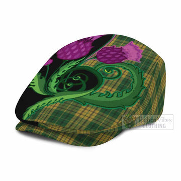 Meredith of Wales Tartan Flat Cap, Jeff Cap Traditional Scottish Thistle