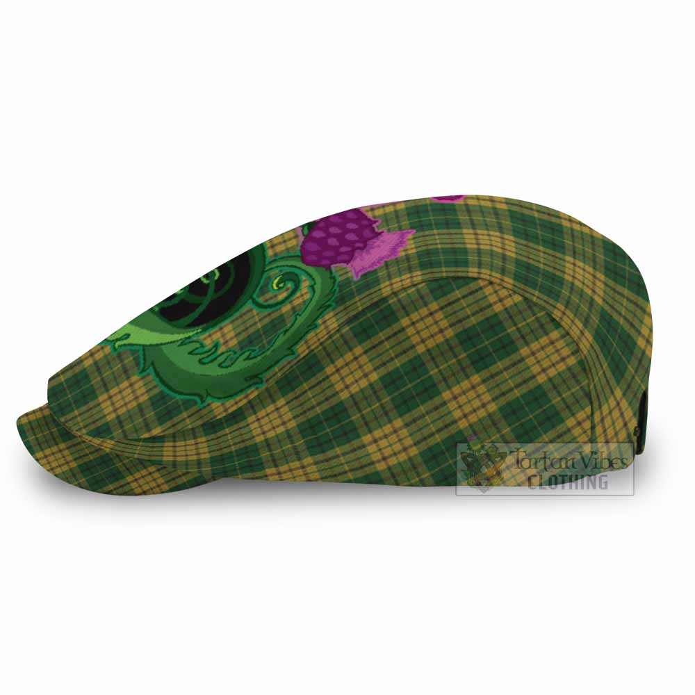 Meredith of Wales Tartan Flat Cap, Jeff Cap Traditional Scottish Thistle