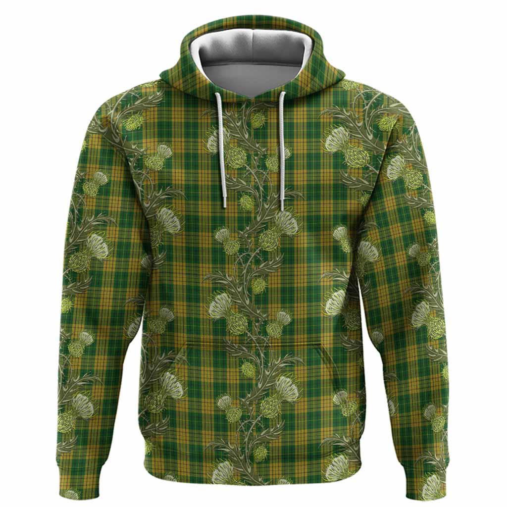 Meredith of Wales Tartan Hoodie Seamless Scottish Thistle Flowers
