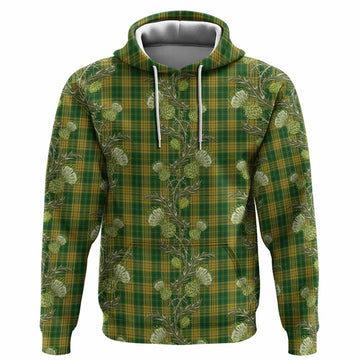 Meredith of Wales Tartan Hoodie Seamless Scottish Thistle Flowers