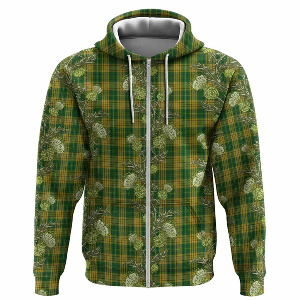Meredith of Wales Tartan Hoodie Seamless Scottish Thistle Flowers