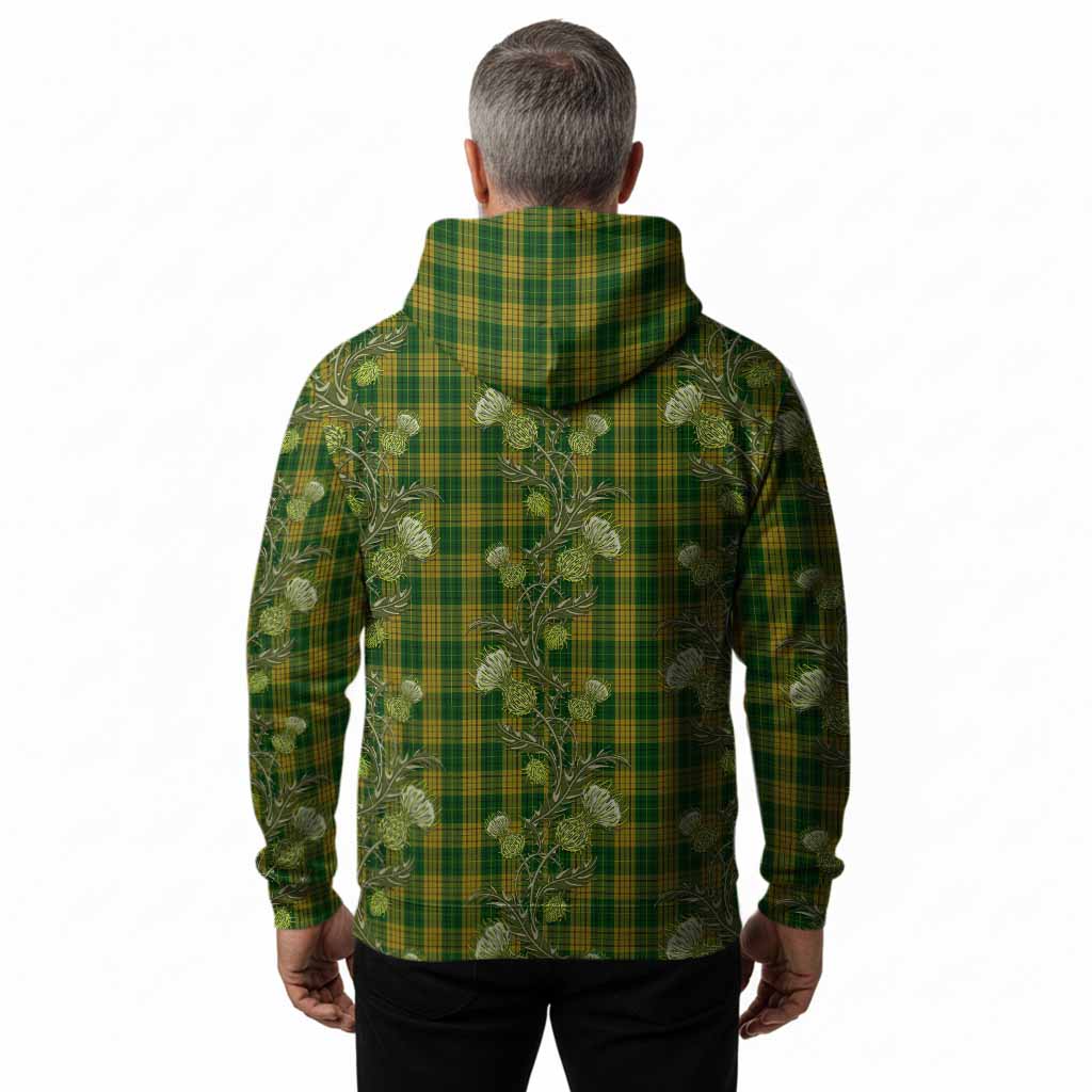 Meredith of Wales Tartan Hoodie Seamless Scottish Thistle Flowers