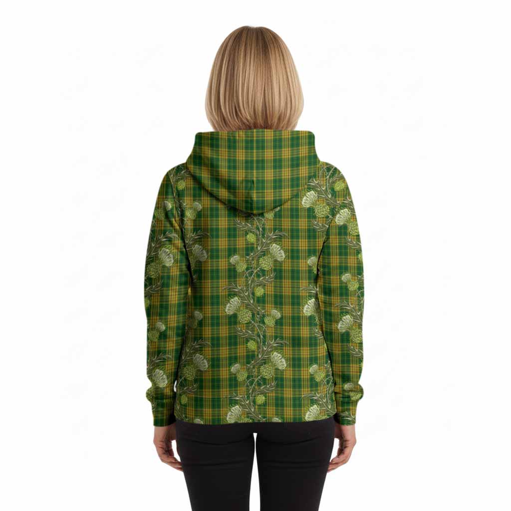 Meredith of Wales Tartan Hoodie Seamless Scottish Thistle Flowers