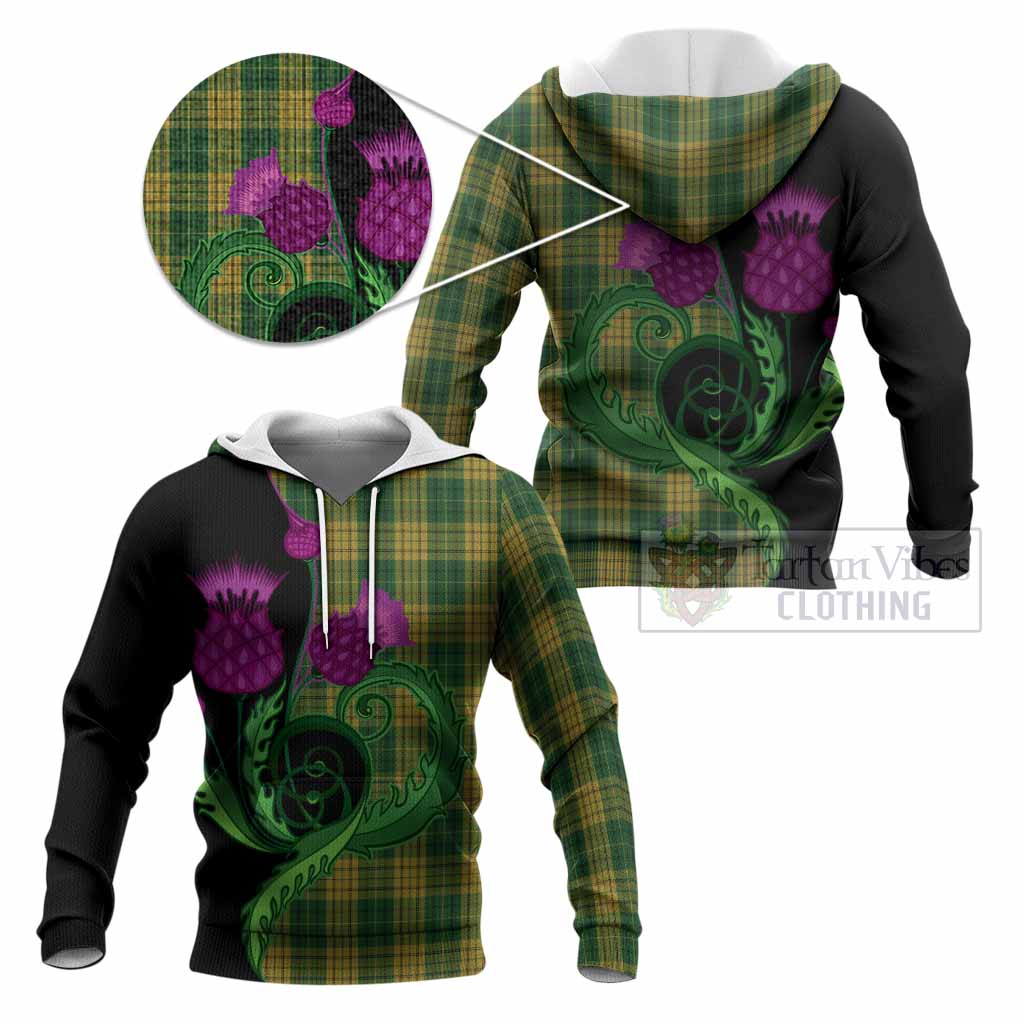 Meredith of Wales Tartan Knitted Hoodie Traditional Scottish Thistle