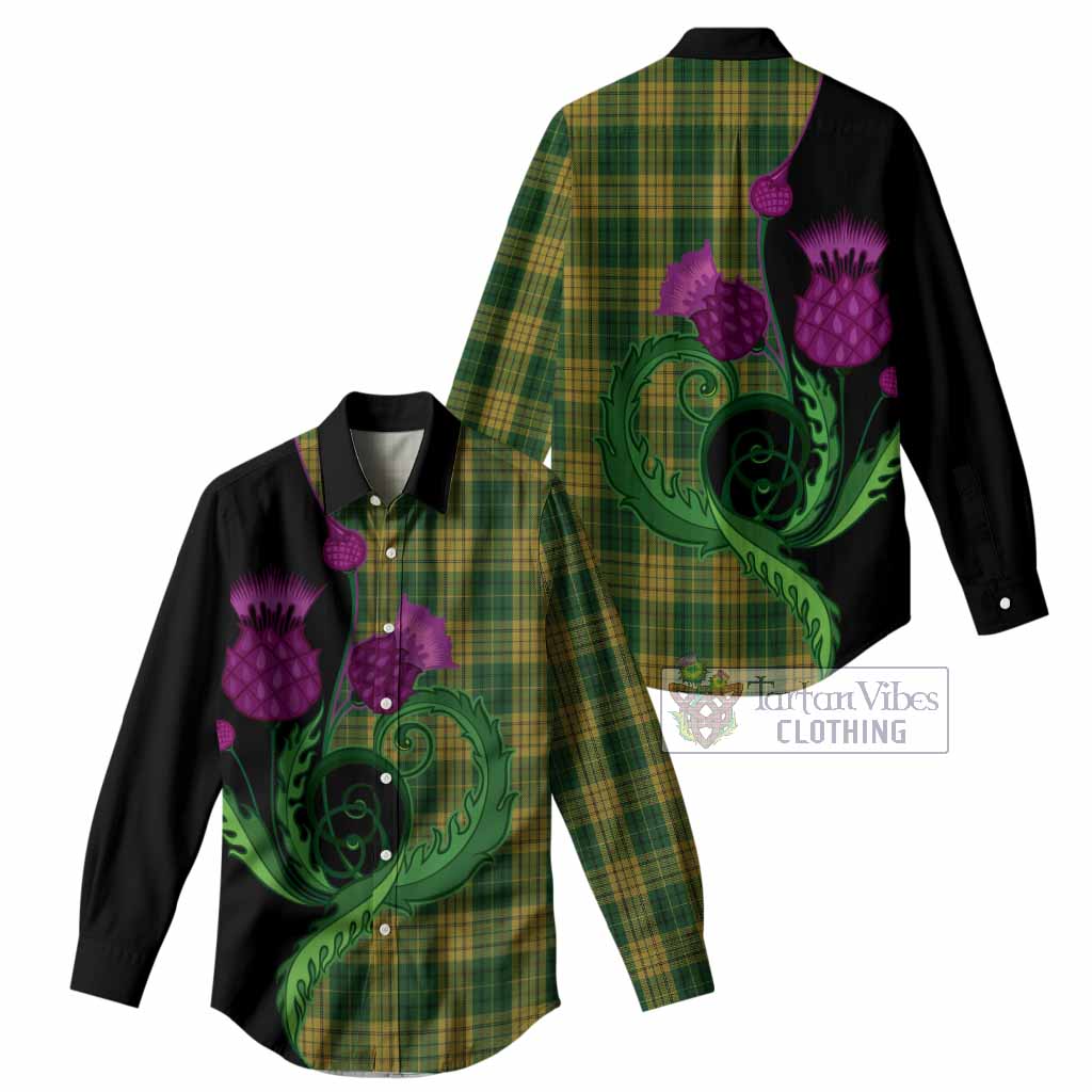 Meredith of Wales Tartan Women Casual Shirt Traditional Scottish Thistle