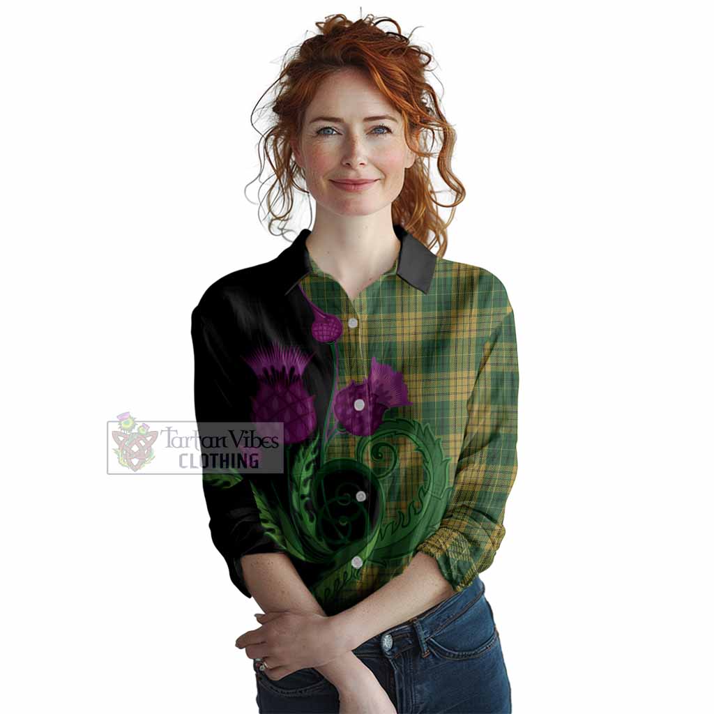 Meredith of Wales Tartan Women Casual Shirt Traditional Scottish Thistle