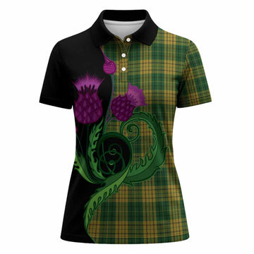 Meredith of Wales Tartan Women Polo Shirt Traditional Scottish Thistle