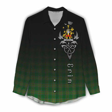 Merrick Irish Clan Women's Casual Shirt with Coat of Arms Erin Go Bragh Celtic Inspired Female - Tartan Vibes Clothing