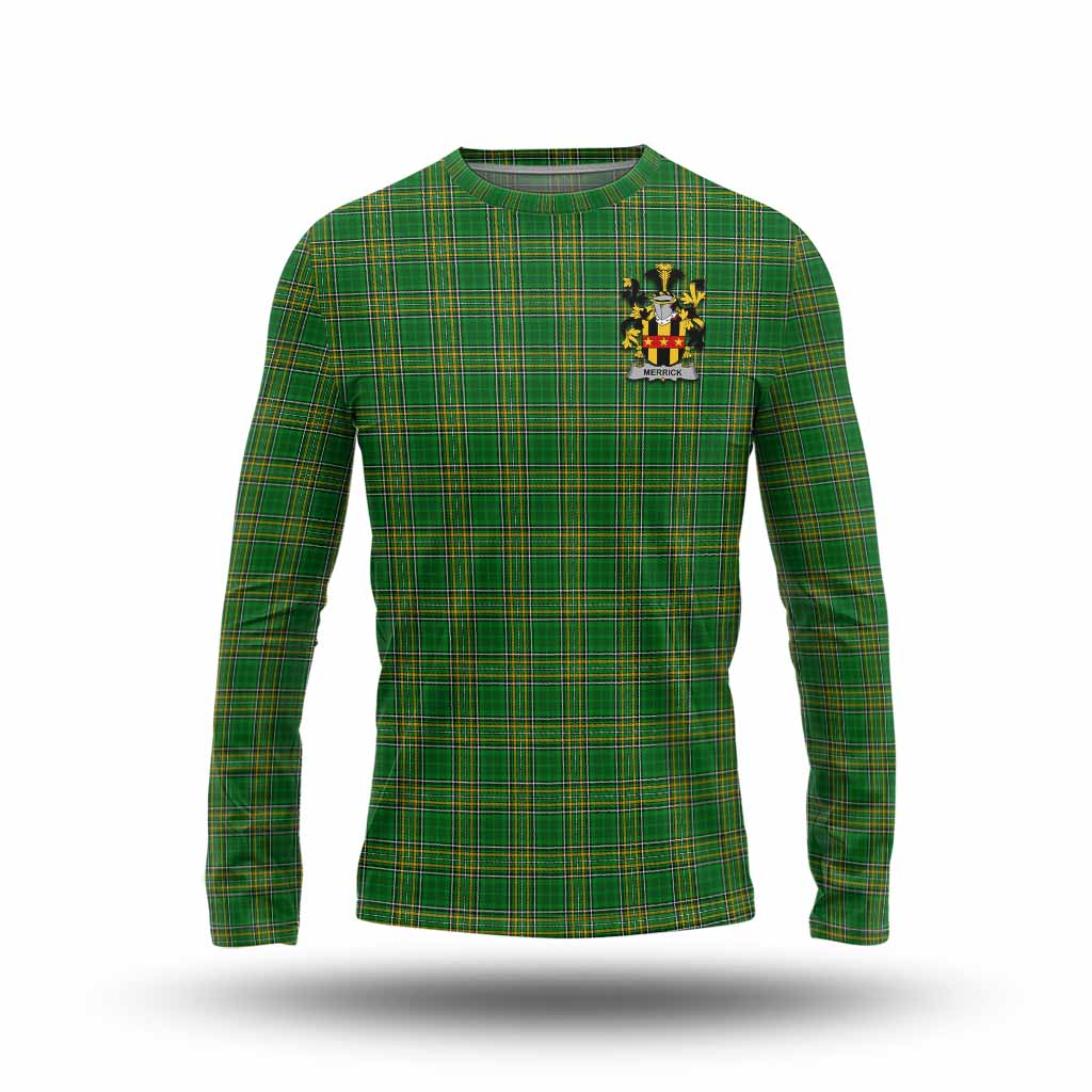 Merrick Irish Clan Tartan Long Sleeve T-Shirt with Coat of Arms Unisex - Tartan Vibes Clothing