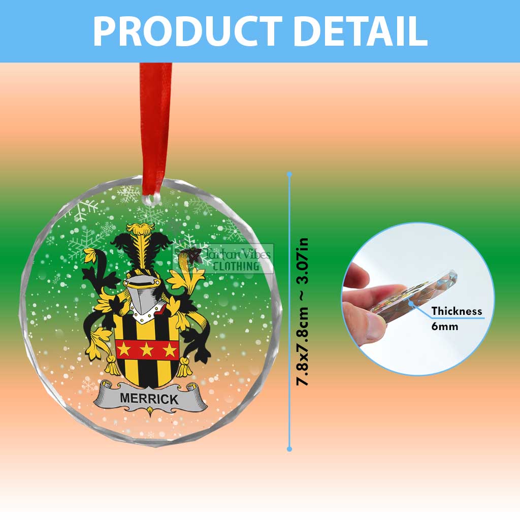 Merrick Irish Clan Christmas Glass Ornament with Coat of Arms - 2D-tartanvibesclothing