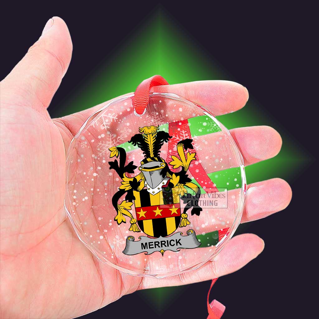 Merrick Irish Clan Christmas Glass Ornament with Coat of Arms - 2D-tartanvibesclothing