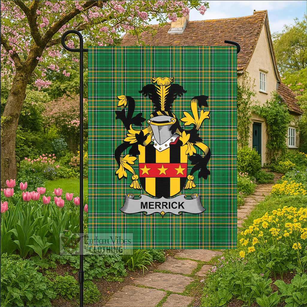 Merrick Irish Clan Tartan Flag with Coat of Arms