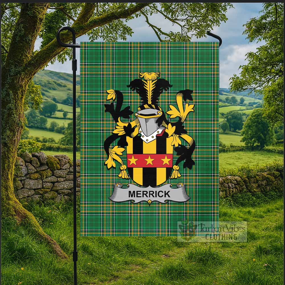 Merrick Irish Clan Tartan Flag with Coat of Arms