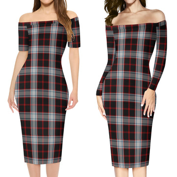 Merrilees Tartan Off Shoulder Lady Dress Women's Dress - Tartan Vibes Clothing