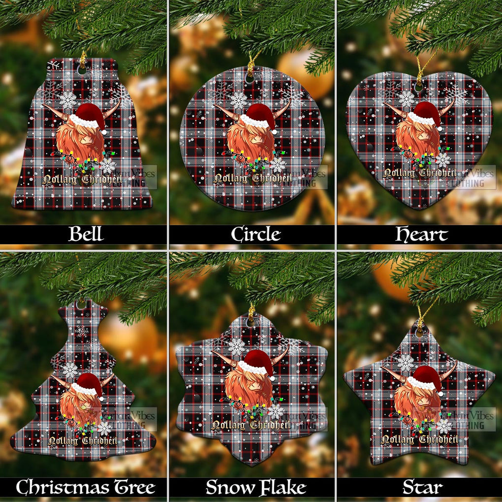 Merrilees Tartan Christmas Ceramic Ornaments with Twinkle Highland Cattle Ceramic - Tartan Vibes Clothing