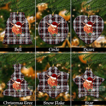 Merrilees Tartan Christmas Ceramic Ornaments with Twinkle Highland Cattle Ceramic - Tartan Vibes Clothing