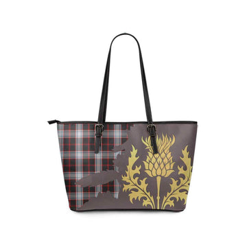 Tartan Vibes Clothing Merrilees Tartan Leather Tote Bag Gold Thistle Style