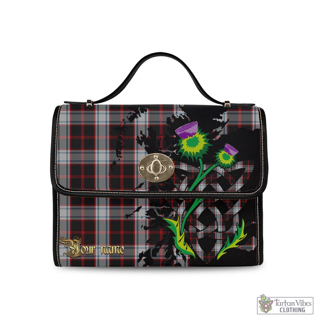 Tartan Vibes Clothing Merrilees Tartan Waterproof Canvas Bag with Scotland Map and Thistle Celtic Accents