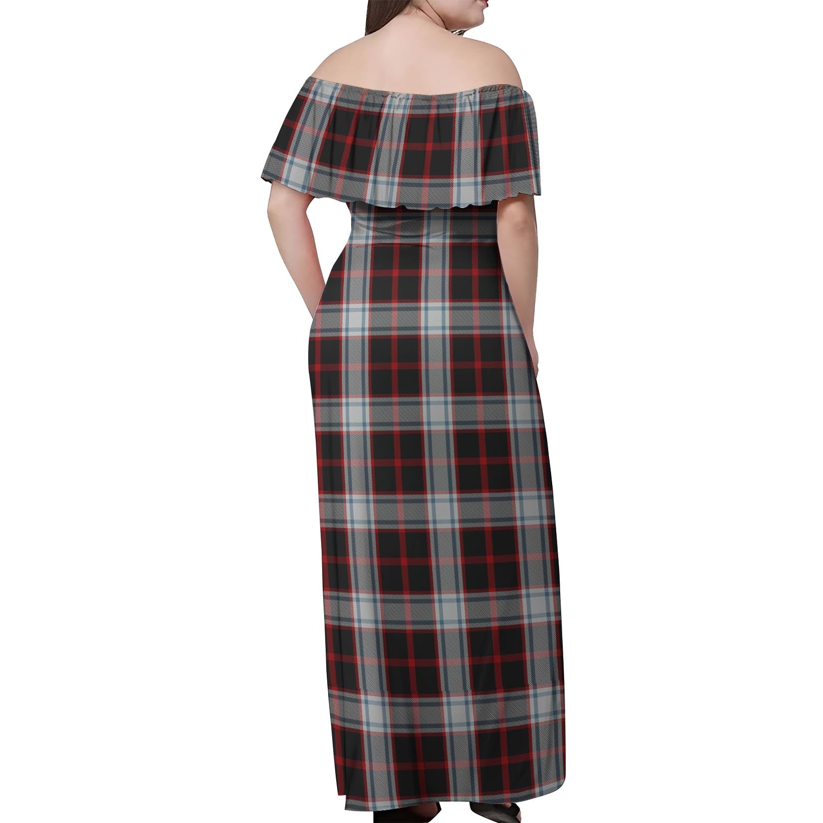 Merrilees Tartan Off Shoulder Long Dress - Tartan Vibes Clothing
